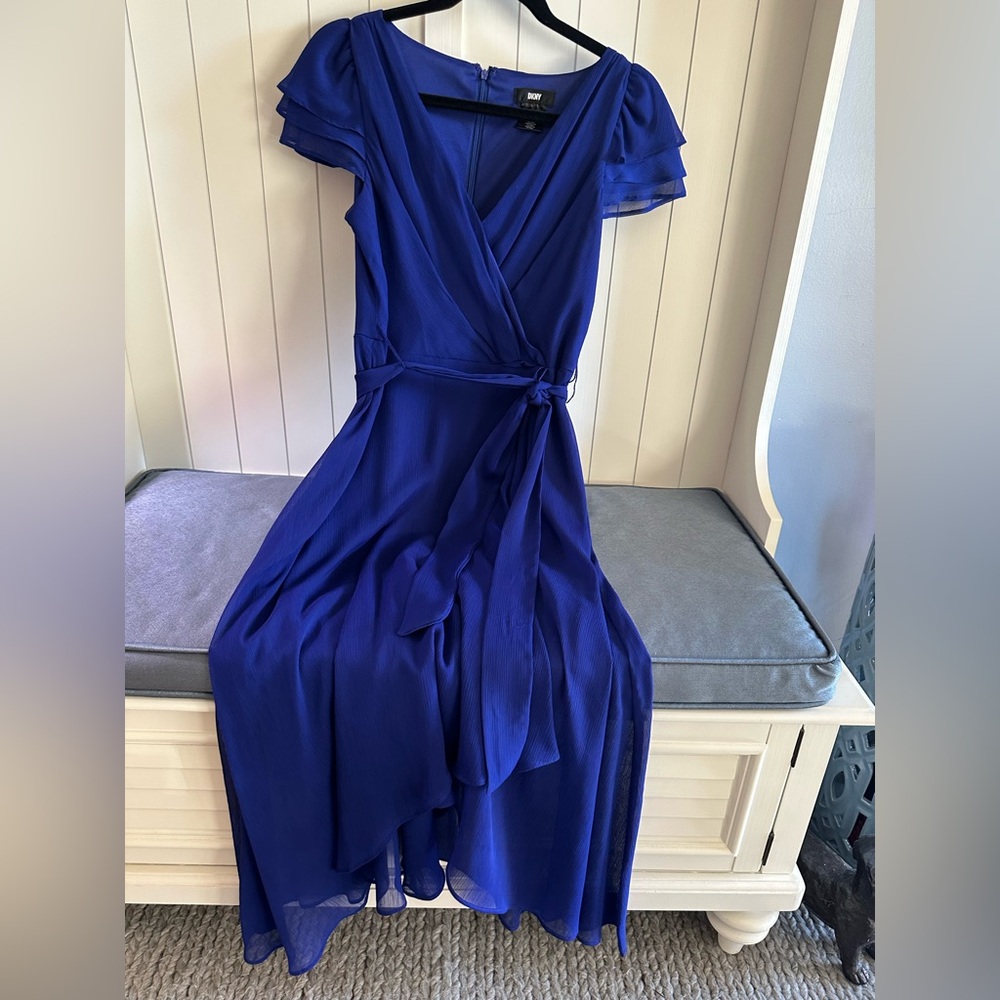 Elegant Blue Wrap Dress